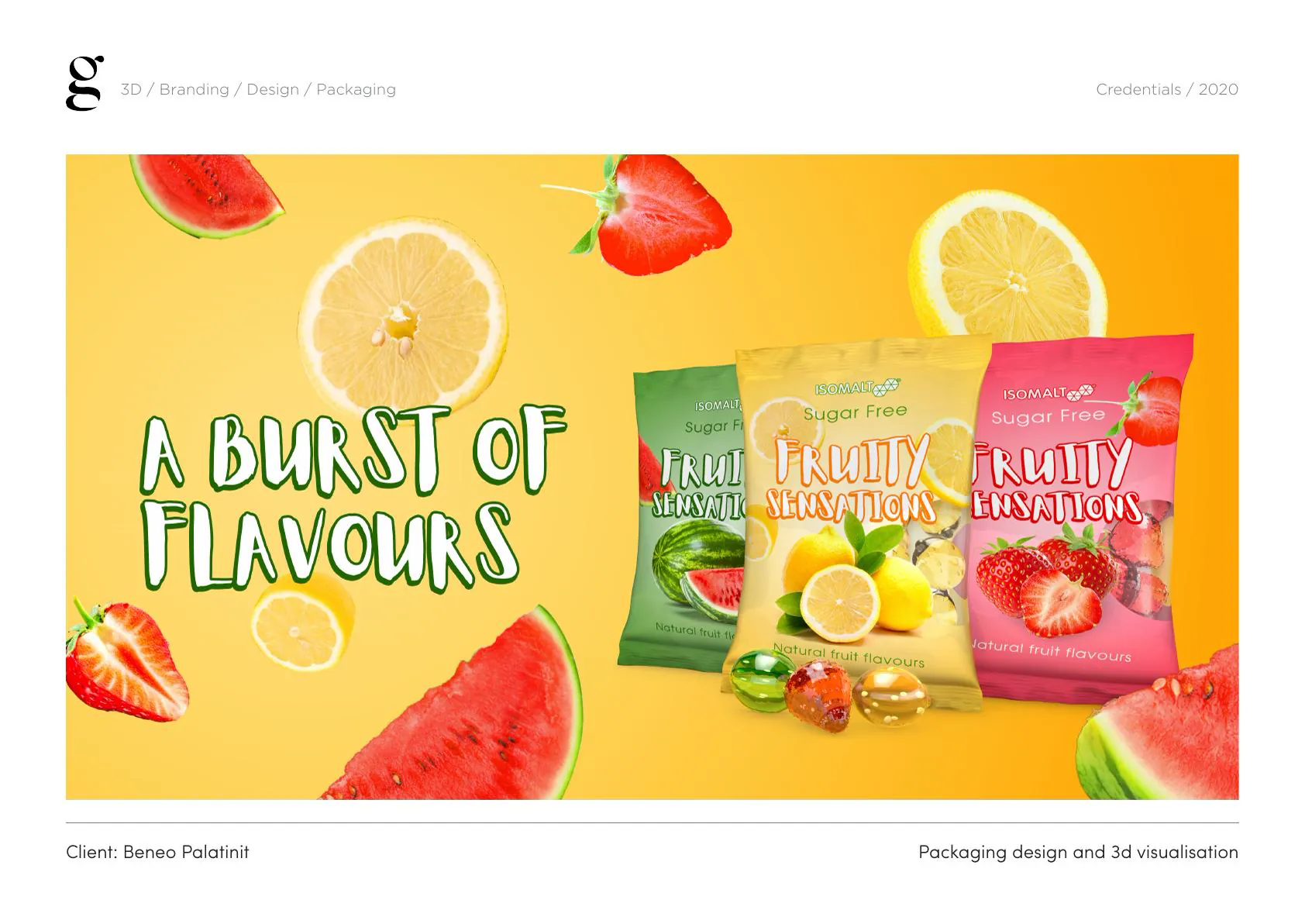 BENEO Fruity Sensations snack-pack range presented in a colourful fruit-led campaign layout