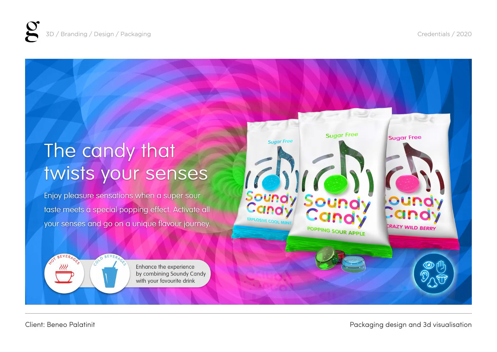 BENEO Soundy Candy pouch concepts in three fruit flavours