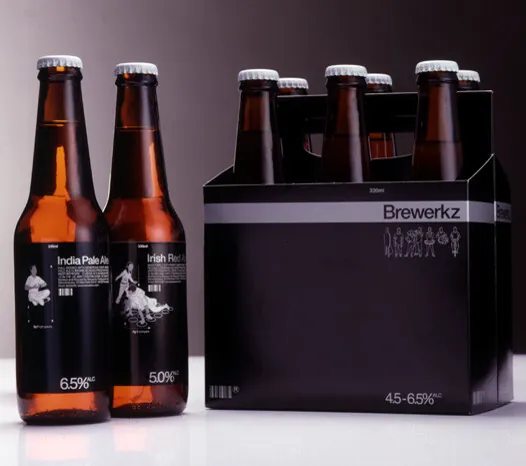 Brewerkz beer bottles and multipack with a coordinated series of illustrated character labels