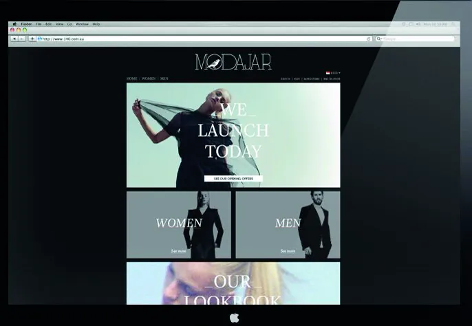 Modajar online fashion store homepage with women, men and lookbook sections