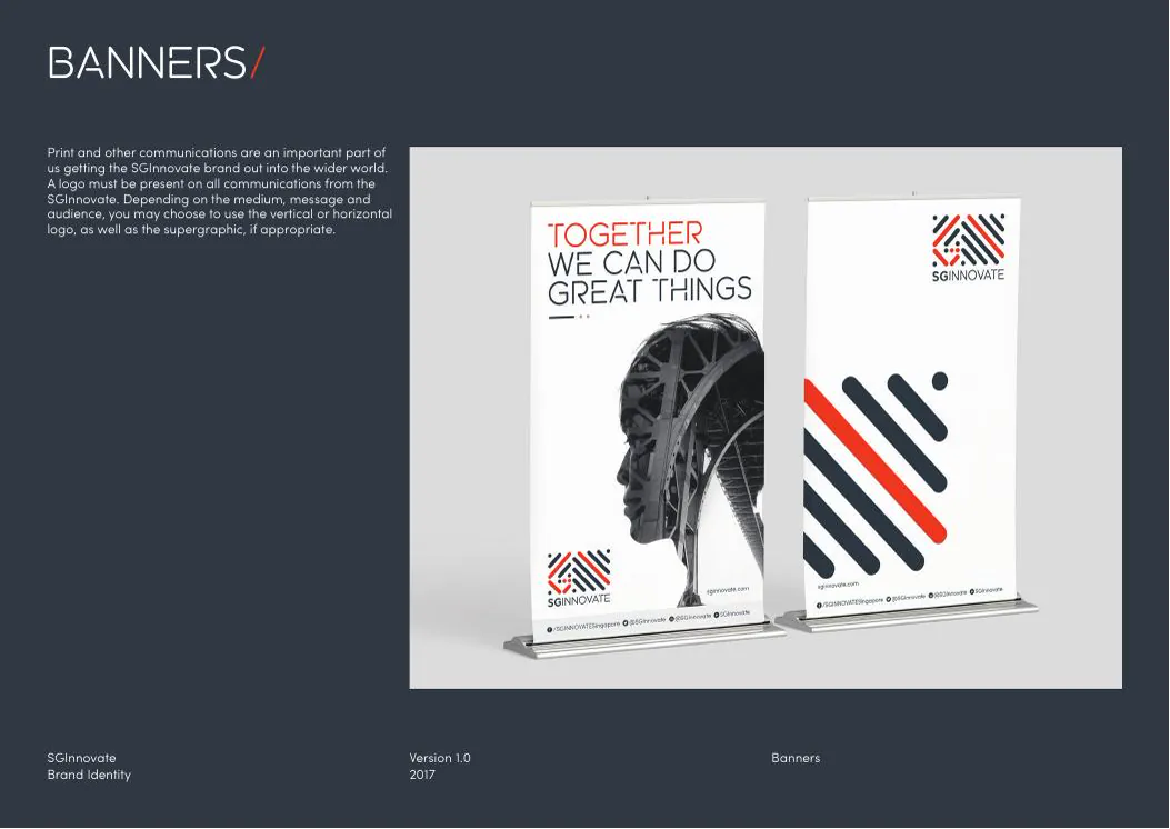 SGInnovate event banners using the modular identity and Together We Can Do Great Things message