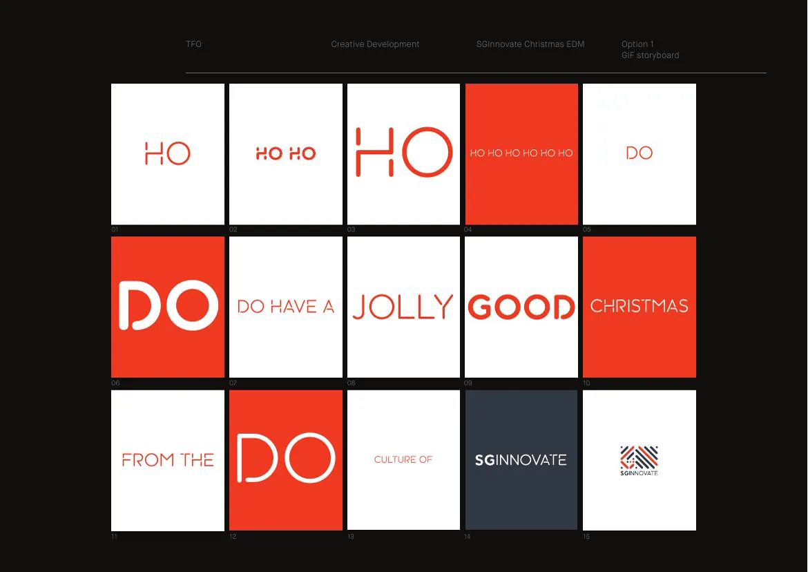 SGInnovate Christmas typographic system built from modular Ho and Do wordplay