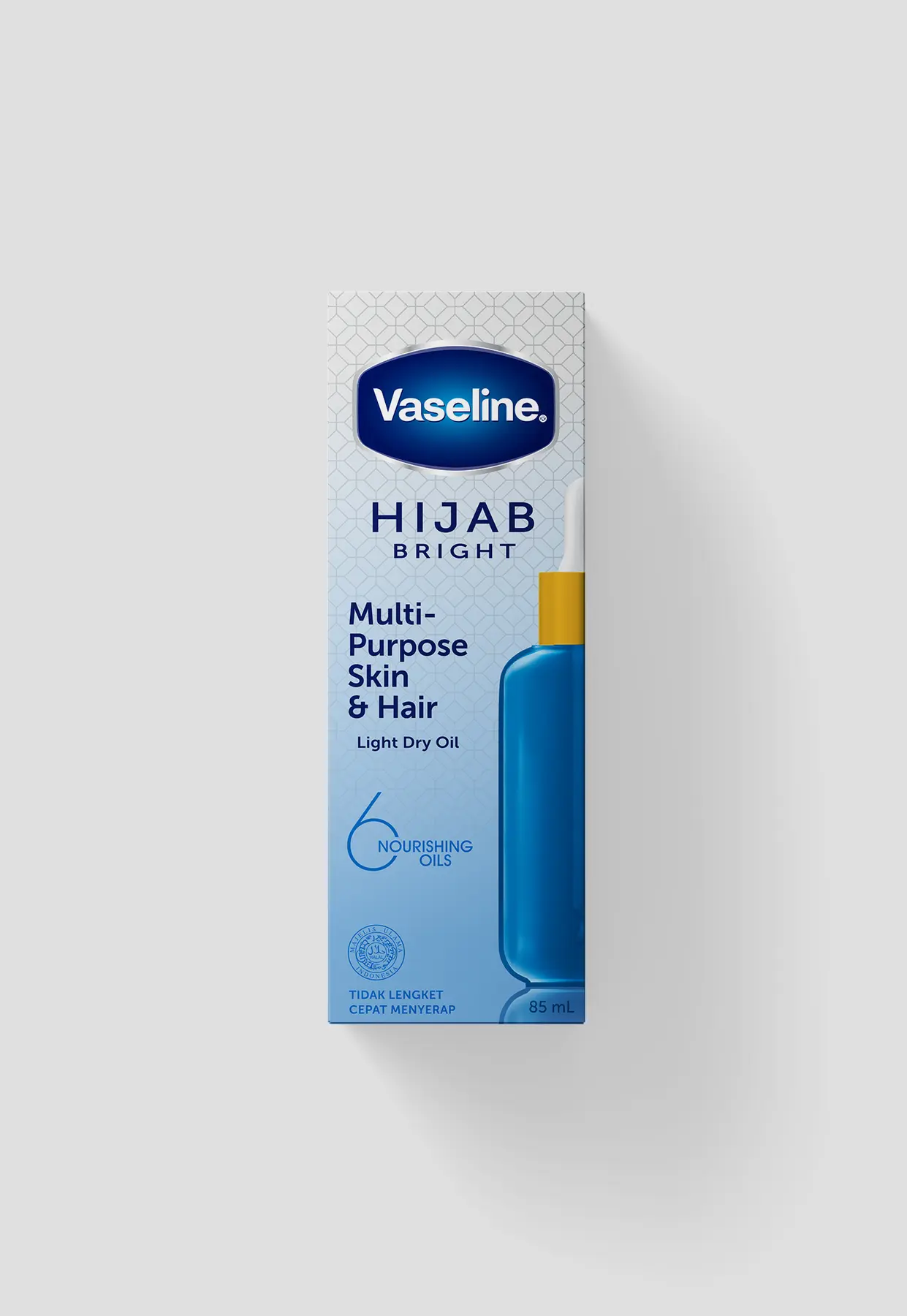 Vaseline Hijab Bright body-lotion packaging concept in blue and white